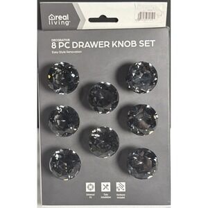 Eight Piece Drawer Knob Set Real Living Brand Smoky Gray Crystal/glass Knobs